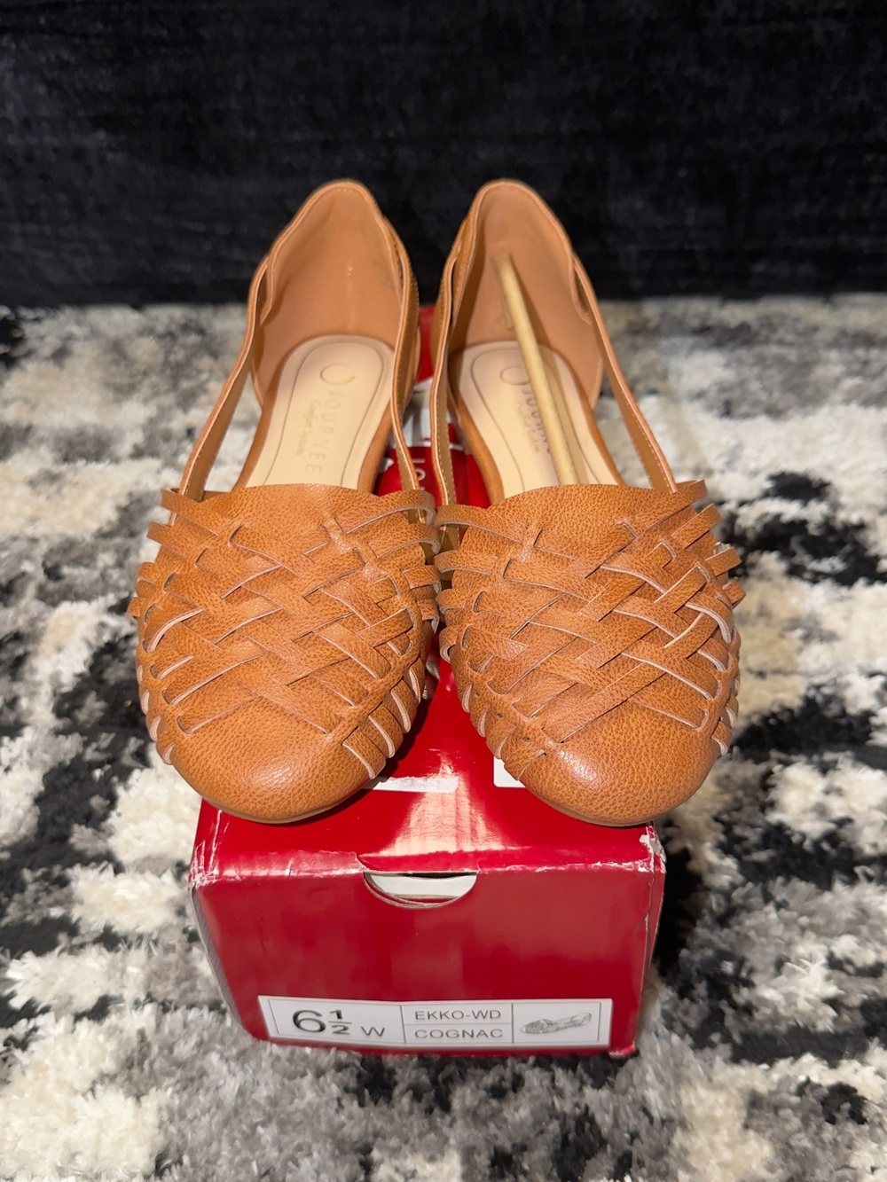 Journee Collection Cognac Woven Slip-On Flats